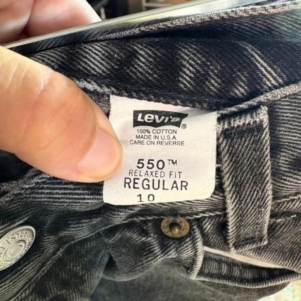 Levi's 550 Relaxed‎ Fit Jeans Kids Size 10 Black Made in USA Vintage Denim